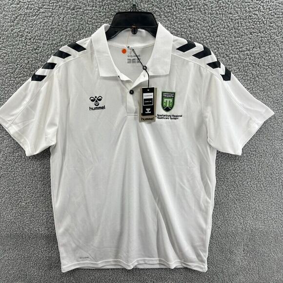 Men's Greenville Triumph Soccer USL League One Medium M Hummel Polo Shirt NEW - Picture 1 of 16
